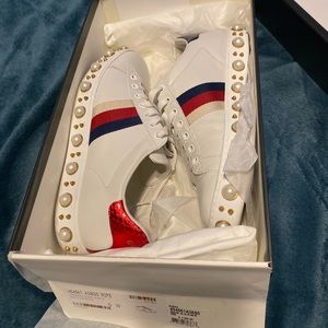 Gucci Pearl Studded Ace Sneakers